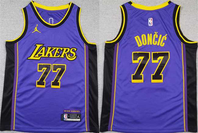 Youth Los Angeles Lakers #77 Luka Doncic Purple 2025 City Edition Stitched Jersey->nba youth jerseys->NBA Jersey